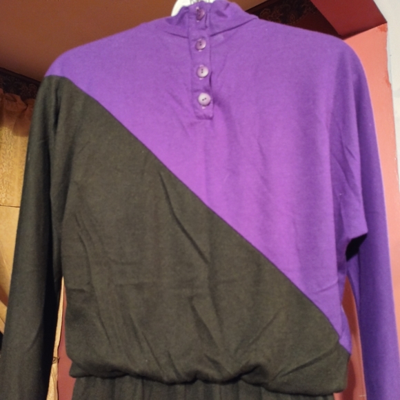 Stuart Alan Vintage Purple Black Dress 8 - Picture 5 of 6